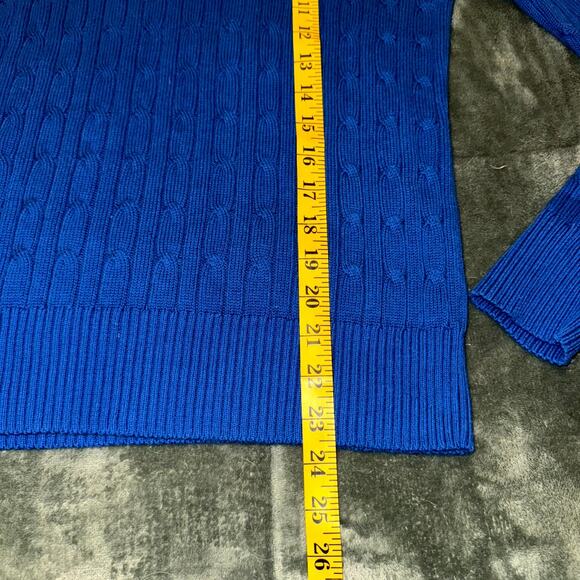 St. John’s Bay Sweater Womens Small Blue Cable Knitted V-Neck Winter Long Sleeve - Picture 5 of 7